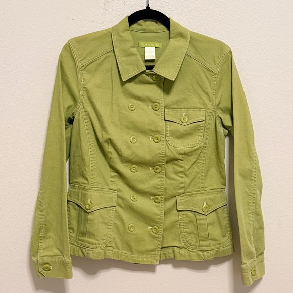 Sigrid Olsen Jackets & Blazers - Sigrid Olsen Jacket Size 6 Green Utility Button Front Cotton Blend